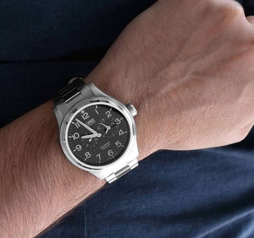 Oris Oris ProPilot 01 690 7735 4063-07 8 22 19-1, propilot швейцария мужские часы на браслете нержавеющая сталь боковой вид